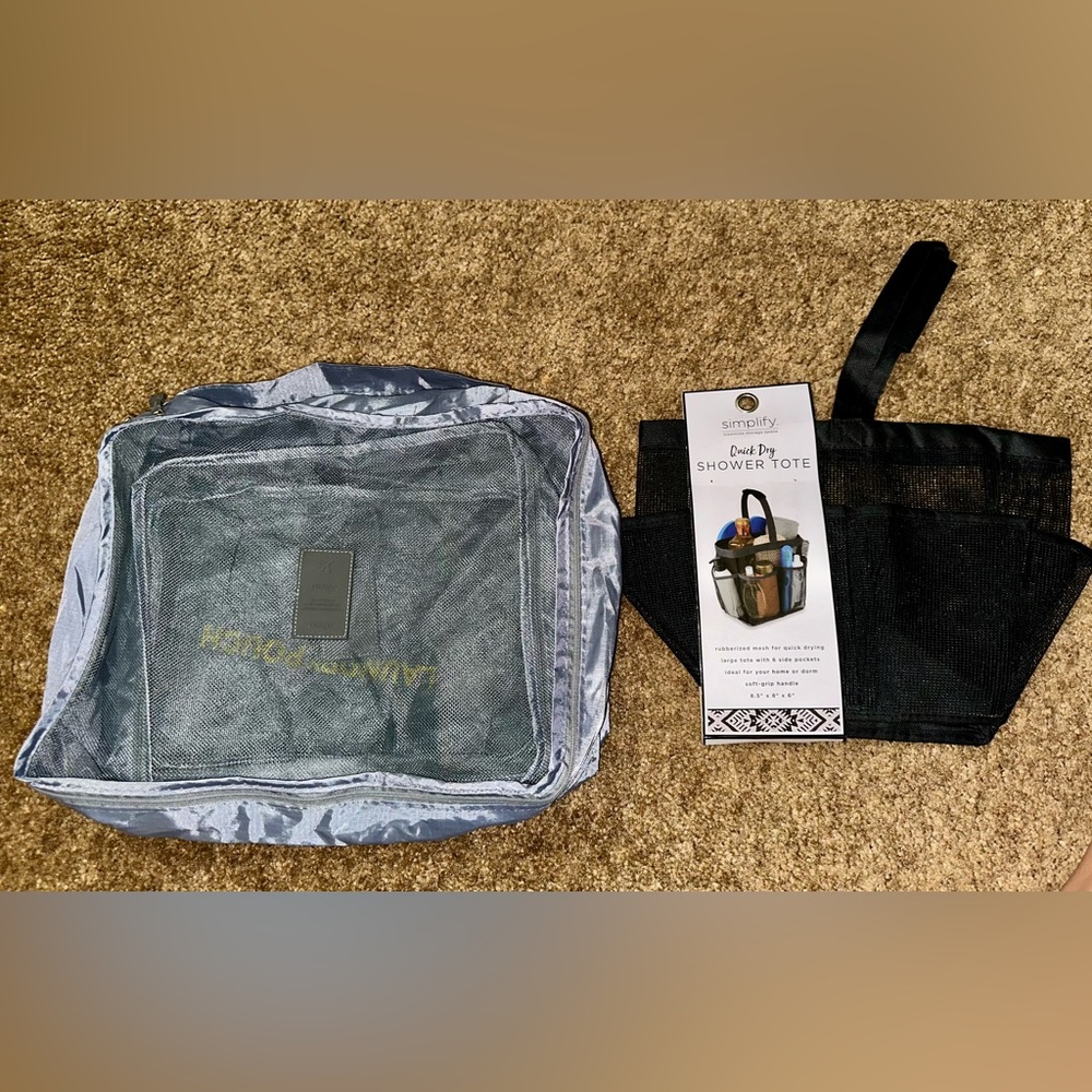 NOLITOY l Storage Bag Travel Packing Cubes & black shower tote.